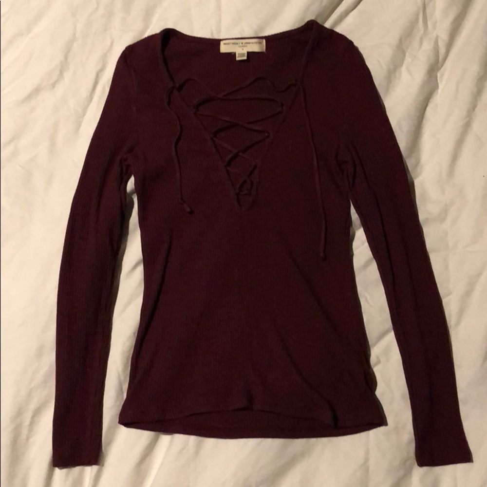 UO Project Social T long sleeve lace up t